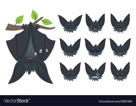 Bat sleeping hanging upside down on branch Vector Image