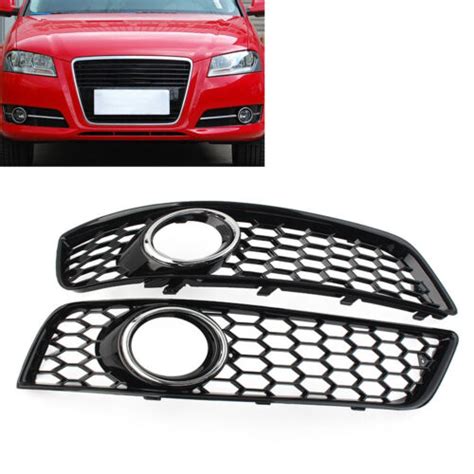 Fit Audi A P Chrome Front Bumper Honeycomb Fog Light Grille