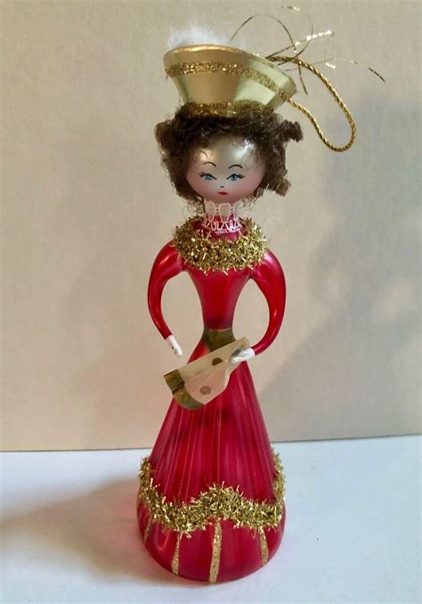 Vintage Soffieria De Carlini Hand Blown Glass Christmas Ornament Red Lady W Fan 3883998844