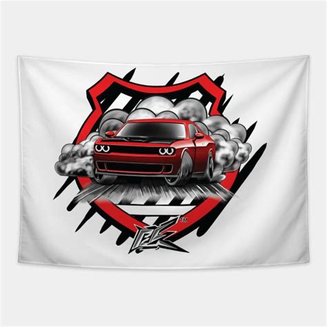 Dodge Challenger Hellcat Red Drift Dodge Challenger Hellcat Tapestry Teepublic