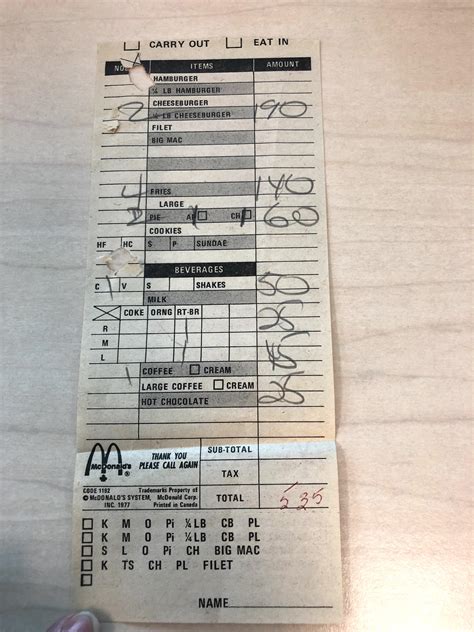 Mcdonalds Receipt From 1977 R Mildlyinteresting