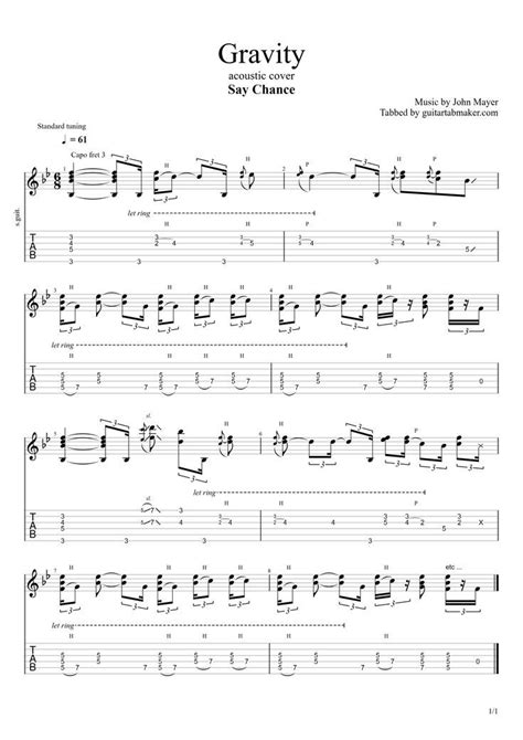 Gravity acoustic TAB | Guitar tabs acoustic, Acoustic guitar tablature ...