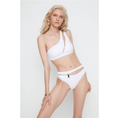 Trendyol X Moeva White Zipper Detailed Bikini Bottoms EPonuda