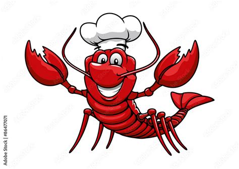 Cartoon red lobster chef in toque cap Stock Vector | Adobe Stock