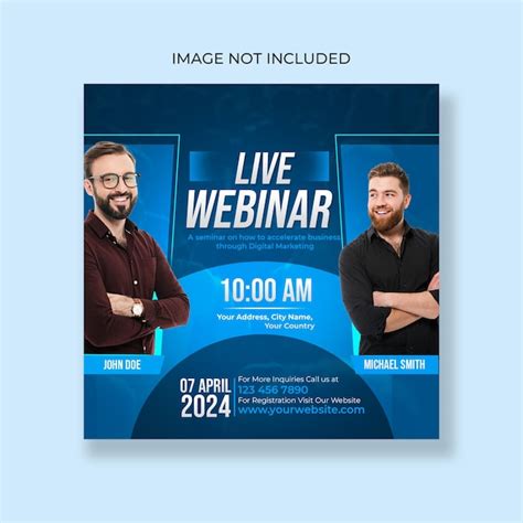 Premium PSD Social Media Post Design Template For Live Webinar Square