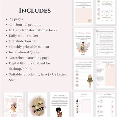 Unlock Your Confidence 10 - Day Workbook Journal Confidence Worksheets