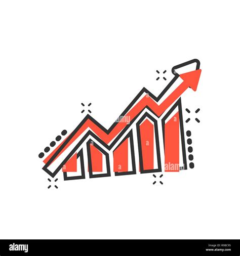 Growing Bar Graph Icon In Comic Style Increase Arrow Vector Cartoon