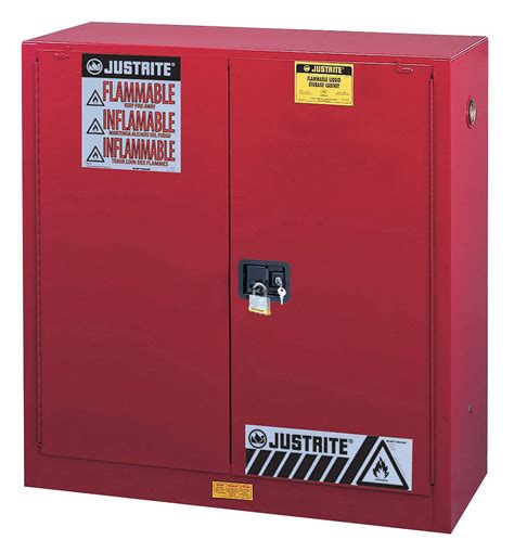 JUSTRITE Flammable Safety Cabinet 30 Gal Red 4HTT3 893021 Grainger