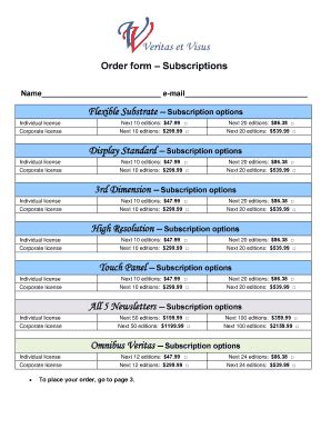 Fillable Online Order Form Subscriptions Fax Email Print PdfFiller