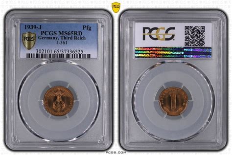 Germany Third Reich Pfg 1939 J 1 Pfennig 1939J J 361 Stempelglanz PCGS