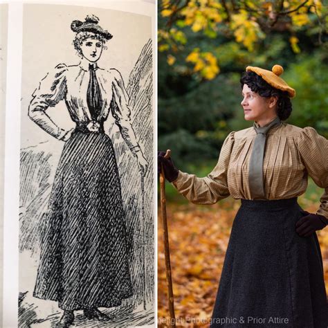 1890s Victorian Walking Attire With Shirtwaist