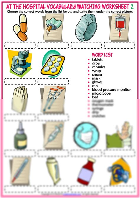 Solution Hospital Vocabulary Esl Matching Exercise Worksheets For Kids