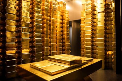 Pile Of Gold Bars In A Secure Bank Vault Ai Premium Ai Generated Image