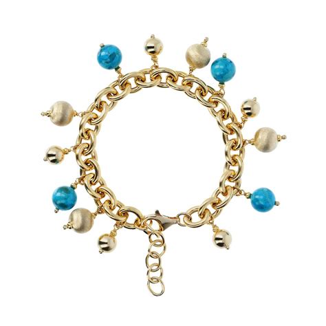 Etrusca Bracciale Charm Con Turchesi E Sfere Satin Silk Abruzzo A