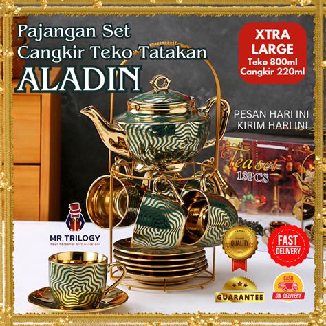 Jual Hampers Cangkir Set Teko Tatakan Aladin Pajangan Set Gelas