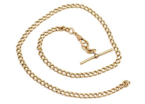 Mid Century 9ct Rose Gold Fob Chain With Curbs Necklacechain Jewellery