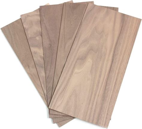 Wodewa Placage De Bois 4mm Lot De 5 Plaques 30x14cm I Noyer Feuille De