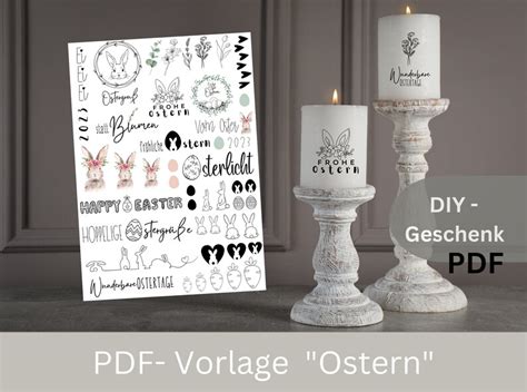 Ostern 2023 PDF Vorlage Kerzentattoos Wasserschiebefolie Etsy De