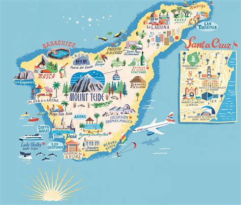 Tenerife mapa con los mejores lugares del sur y norte de la isla – Artofit