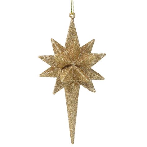 6 Glittered Champagne Gold Geometric Star Christmas Ornament