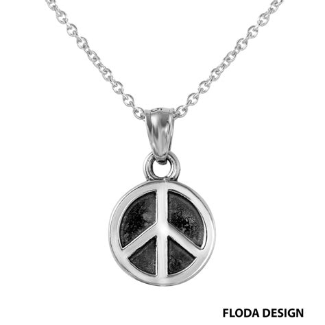 Peace Sign Necklace In Sterling Silver Peace Sign Jewelry Etsy