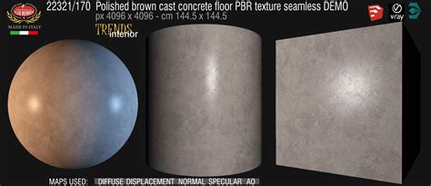 Polished Brown Cast Concrete Floor Pbr Texture Seamless