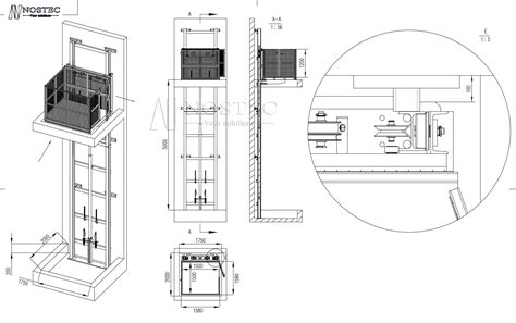 Small Goods Lift Drawing Wall Mounted Cargo Lift Drawing