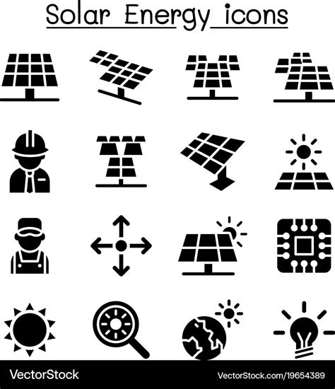 Solar Energy Industrial Icon Set Royalty Free Vector Image