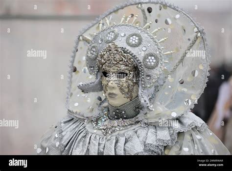 Venice Italy 8th Feb 2024 A Participant Seen Wearing Fancy Costume During Event The Venice