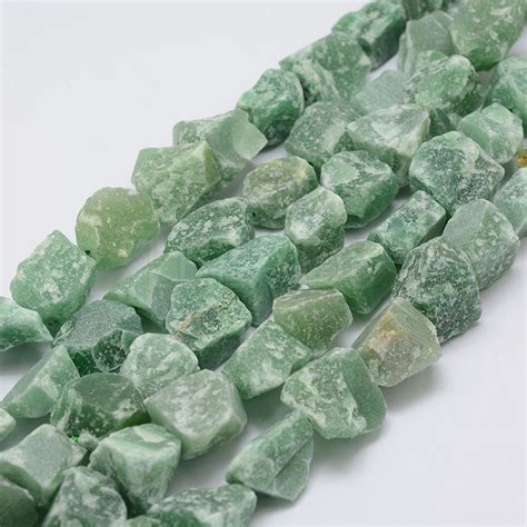 Raw Rough Natural Green Aventurine Bead Strands