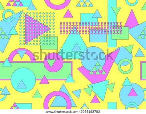 Geometric Seamless Pattern 80s Memphis Style Stock Vector Royalty Free