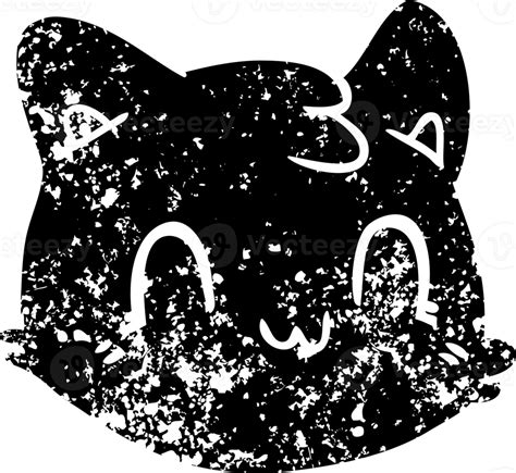 Cartoon Cat Face Distressed Icon Png