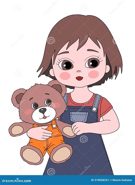 Cute Girl and Teddy Bear Coloring Page Stock Illustration - Illustration of teddy, 39aph39 ...