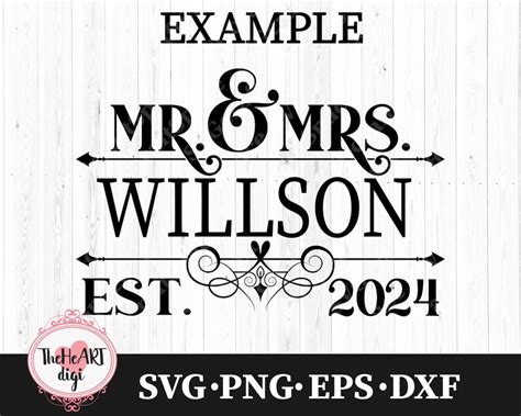 Mr And Mrs Est Svg Wife And Husband Est Svg Etsy