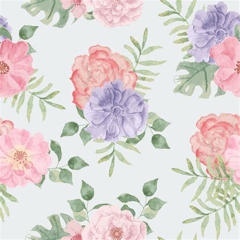 Premium Vector Peony Watercolor Flower Seamless Pattern