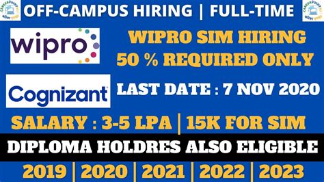 WIPRO SIM HIRING 2021 2023 ELIGIBLE 50 REQUIRED OR 6 CGPA