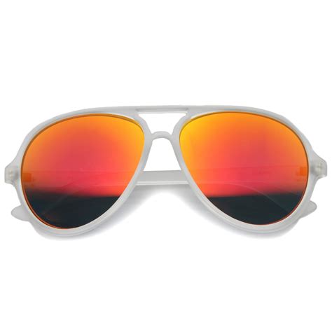 Retro Frosted Flash Mirrored Lens Aviator Sunglasses Zerouv