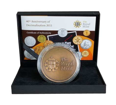 UK 2011 Royal Mint 40th Anniversary of 'DECIMALISATION' 63 mm Bronze ...