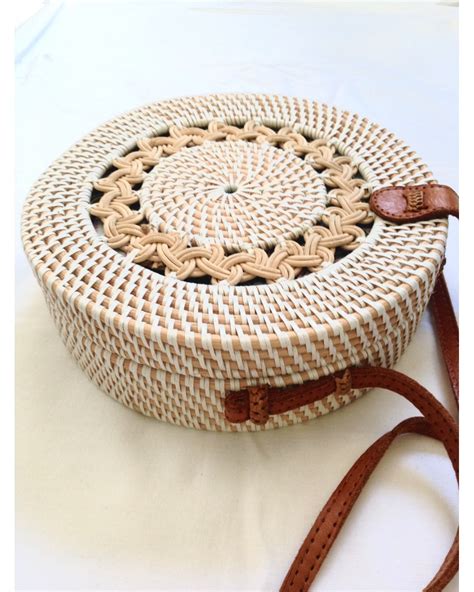 Bali Round White Braid Rattan Bag