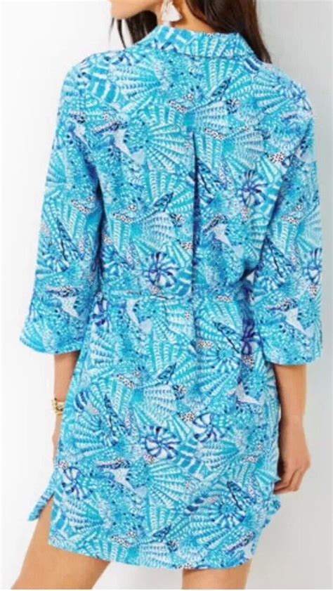 Lilly Pulitzer NWT Pilar Tunic Linen Shirt Dress Amalfi Blue By The