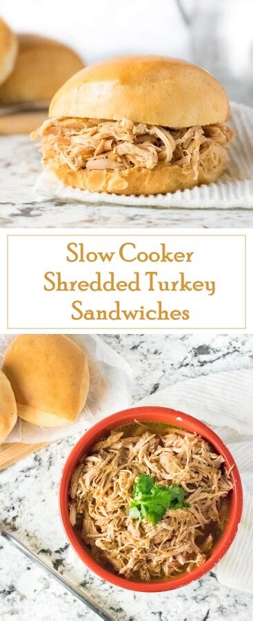 Slow Cooker Shredded Turkey Sandwiches - Fox Valley Foodie