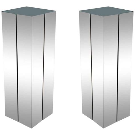 Matching Pair Of Mid Century Modern Illuminated Chrome Pedestal By Neal