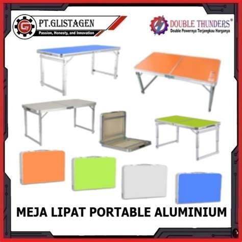 Jual Meja Lipat Aluminium Portable Bentuk Koper HPL Serbaguna Kaki