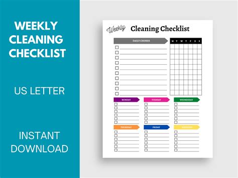 House Cleaning Checklist Weekly Cleaning Checklist With Daily And