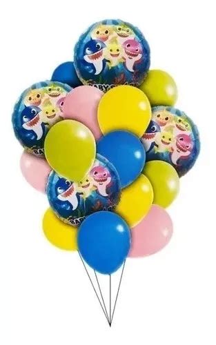 Bouquet De Globos Metalizados Latex Baby Shark Unds Cuotas Sin Inter S