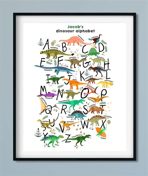 Personalized Print Dinosaur Alphabet Print Printable Etsy