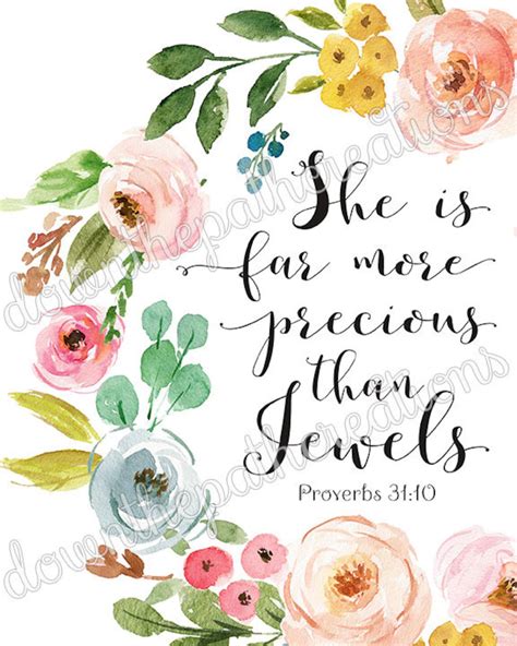 She Is Far More Precious Than Jewels Printable Proverbs 31 10 Etsy