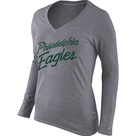 Women's Philadelphia Eagles Nike Gray Rewind Script Long Sleeve T-Shirt