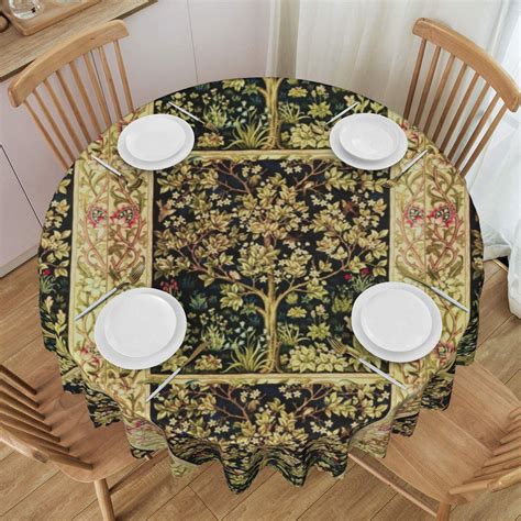 Tablecloth William Morris Tree Of Life Floral Vintage Art Table Cloth For Circular Tables ...