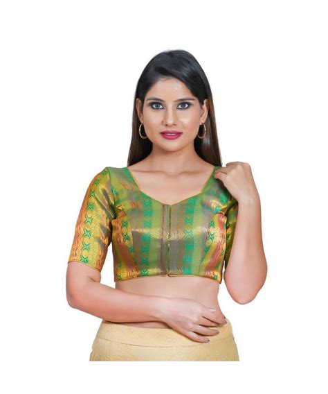 Muhenera Womens Jacquard Elbow Sleeves Saree Blouse Muhenera S 3393002